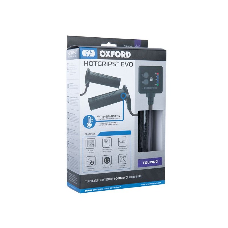 Manetki podgrzewane do motocykla EVO Touring z panelem sterującym i termostatem do kierownicy