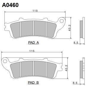 NISSIN KLOCKI HAMULCOWE KH261 / KH281 PREMIUM SEMI-METALLIC (SPIEK METALICZNY) (8,5MM) (ECE R90) (MADE IN JAPAN) (2P-250NS)