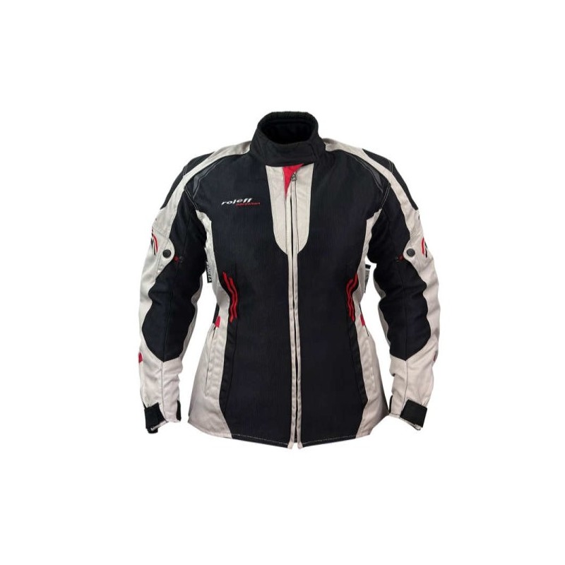 Kurtka tekstylna letnia ROLEFF (2025) damska czarno-beżowo-czerwona rozmiar S