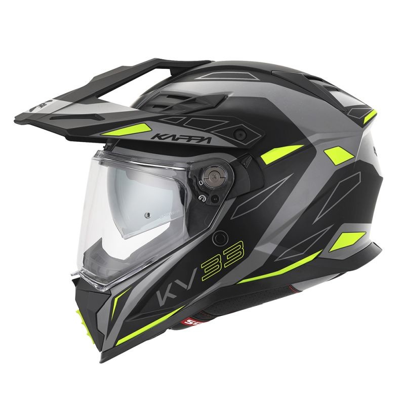 Kask Enduro KAPPA 2025/05 - Rozmiar 54 / XS - Czarny/Szary/Żółty Fluo Matt