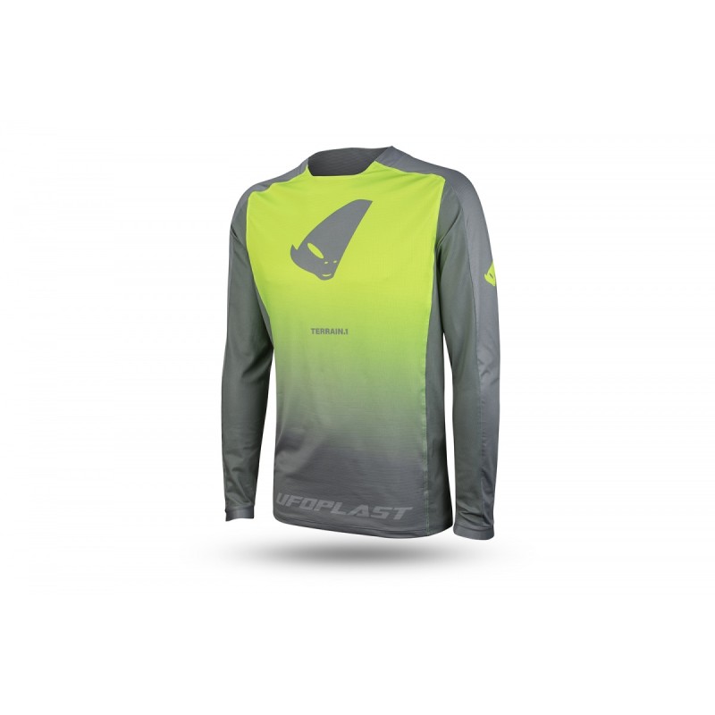 UFO Koszulka Rowerowa MTB / E-Bike Terrain LV1 Jersey - Szary/Zółty Fluo XL
