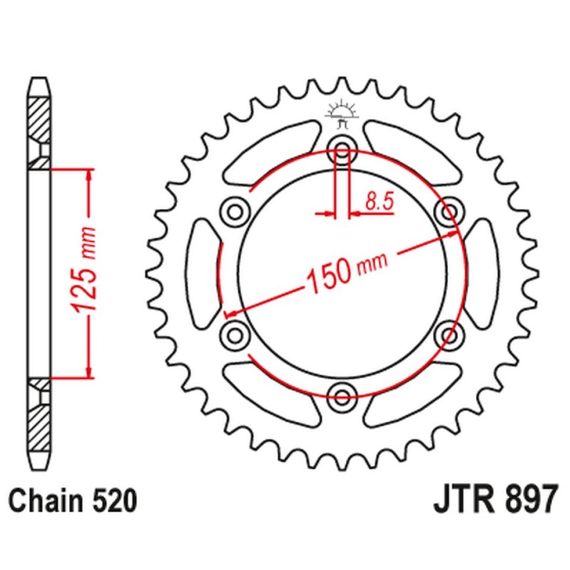 JT ZĘBATKA TYLNA 899 48 ALUMINIOWA RACELITE KTM SX/EXC/LC4 (91-25) (89948JTA)