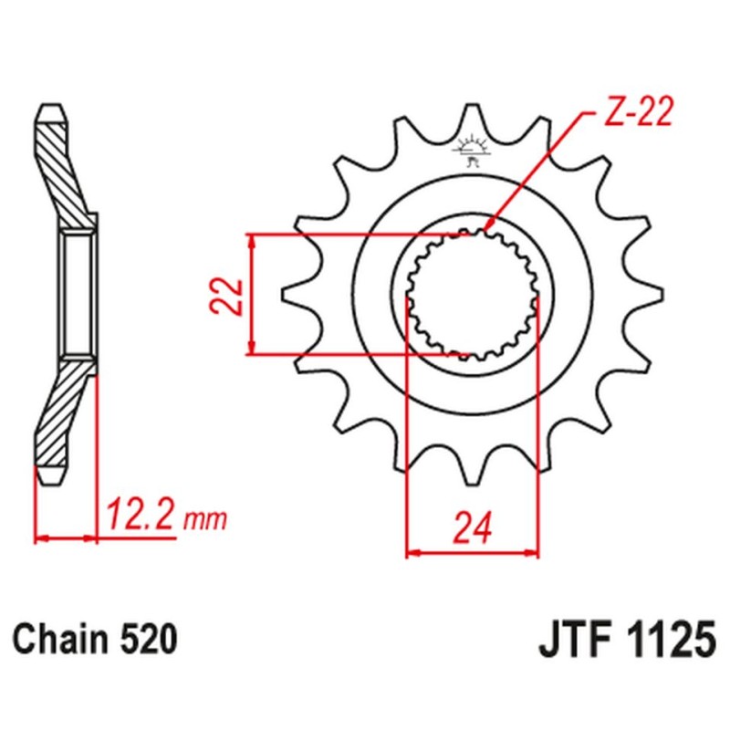 JT ZĘBATKA PRZEDNIA 405 17 APRILIA 600 '85-'87 (40517JT) - ŁAŃC. 520