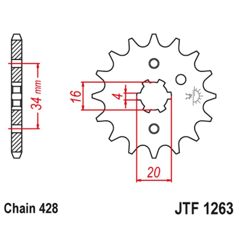 Zębatka przednia JT 263 12 Suzuki RM 80/85, Yamaha XT 125 R/X (Łańcuch 428)