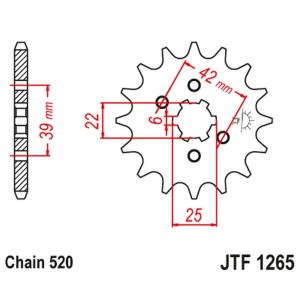 JT ZĘBATKA PRZEDNIA 265 14 HONDA XL 250S '78-'81, XL 250K '76-'77 (26514JT) - ŁAŃC. 520