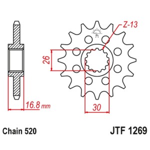 Zębatka przednia JT 347M 15 do Honda CBR 600/900/929/954/1000, VTR 1000 SP1/2 (Łańcuch 520) - konwersja