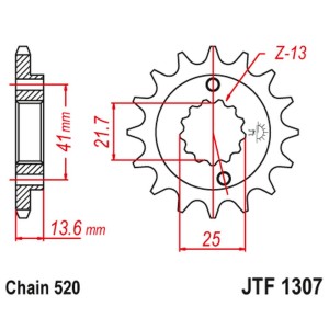 JT ZĘBATKA PRZEDNIA 2093 14 KAWASAKI ZX6R '03-'06 - ŁAŃC. 520