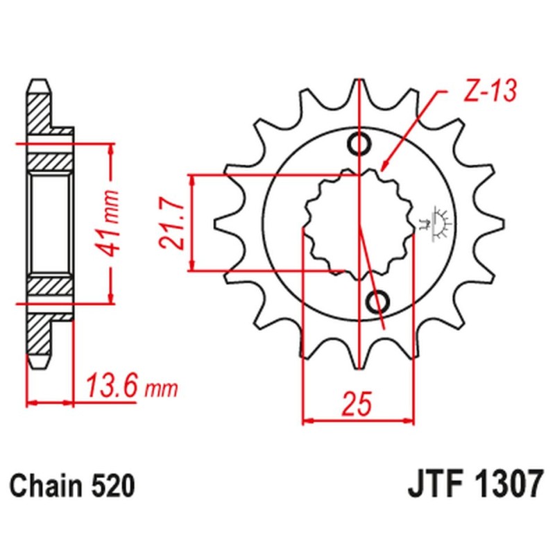 JT ZĘBATKA PRZEDNIA 2093 14 KAWASAKI ZX6R '03-'06 - ŁAŃC. 520