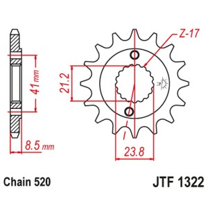 Zębatka przednia 2071 13 do HONDA XR 400 '96-'05, TRX 400 (207113JT) (Łańcuch 520)
