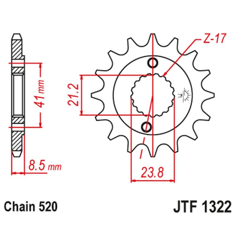 Zębatka przednia 2071 13 do HONDA XR 400 '96-'05, TRX 400 (207113JT) (Łańcuch 520)