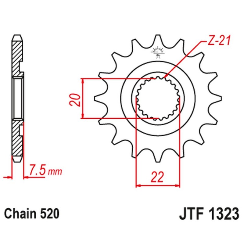 Zębatka przednia 2120 12 do HONDA CR 125R '04-'07, CRF 250R/X '04-'17 (212012JT)