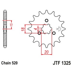 JT ZĘBATKA PRZEDNIA 2056 12 HONDA ATC 185/200 '80-86' (205612JT) - ŁAŃC. 520