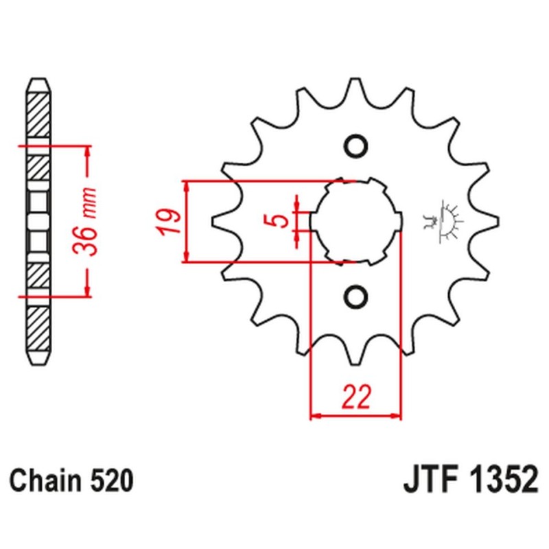 Zębatka przednia JT 337 13 Honda TRX 250/300 '87-09', CR 250 '82-85', CR500 '84-85'