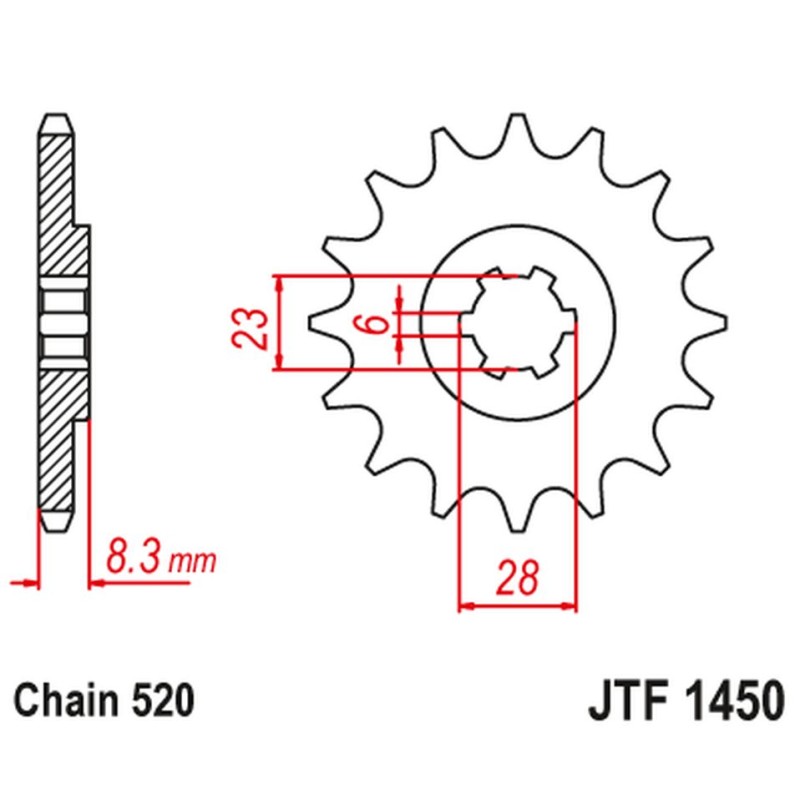 Zębatka przednia JT 436 13 Suzuki LT 500 '88-92', RM 465 '81-82', RM 500 '83-84' (43613JT) (Łańcuch 520)