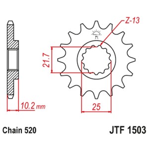 Zębatka przednia 2061 13 do Kawasaki KSF 250 '87-'04, KEF 300 '95-'03 (206113JT) (łańcuch 520)