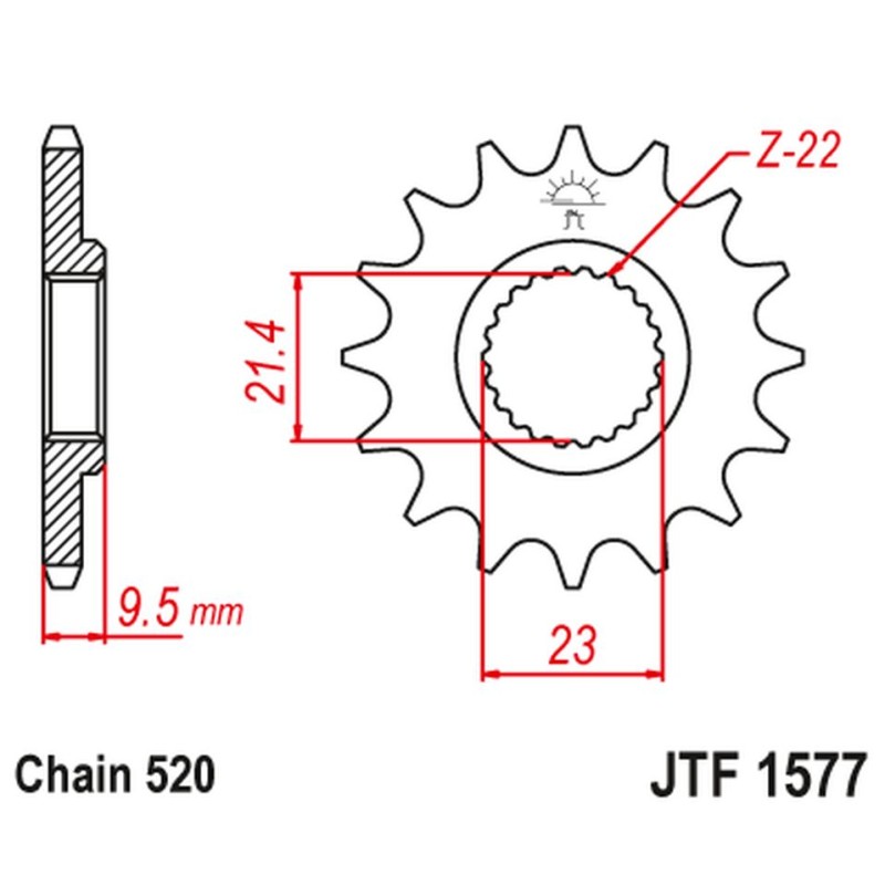 Zębatka przednia Yamaha XT 600 '99-03' TT 600 '04 (grubość 9.5mm) - Łańcuch 520