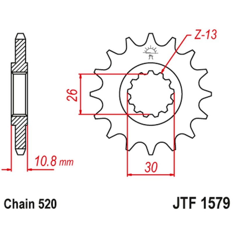 Zębatka przednia JT 579M16 do Yamahy YZF R1 '98-21', FZ-1 '10-15' - Konwersja