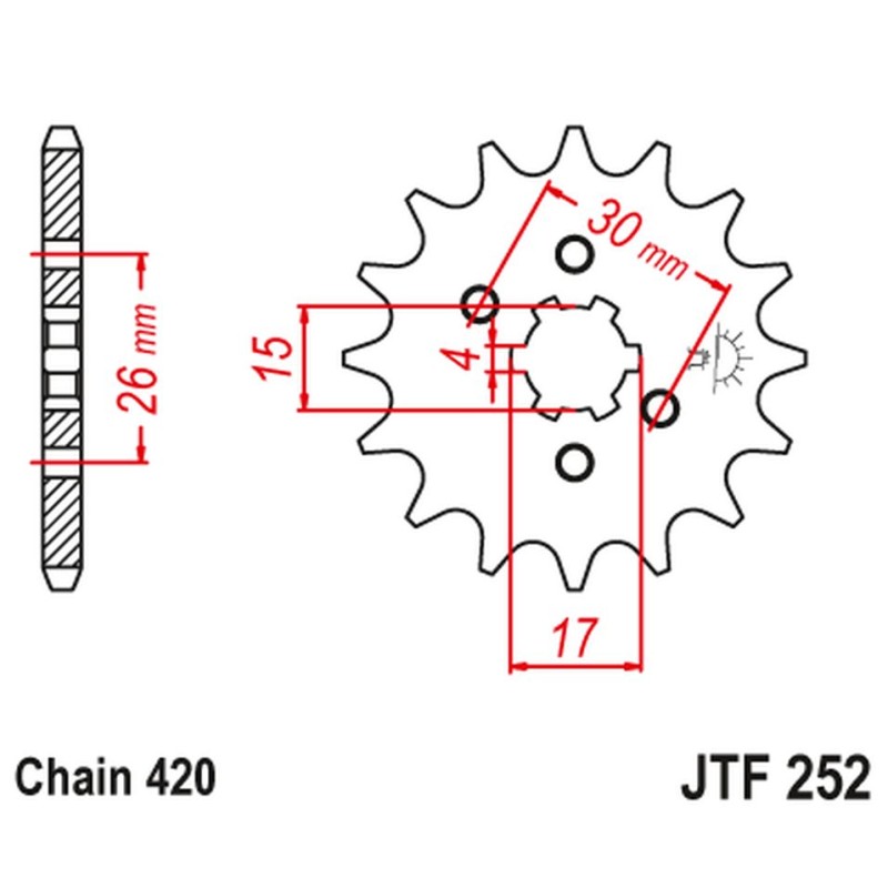 JT ZĘBATKA PRZEDNIA 261 17 HONDA MBX/MTX 50 (26117JT) (ŁAŃC. 420)