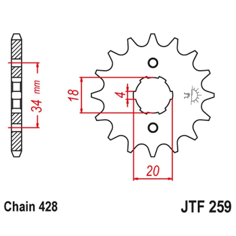Zębatka przednia do HONDA XL 125, NX 125 - 25917JT - Łańcuch 428