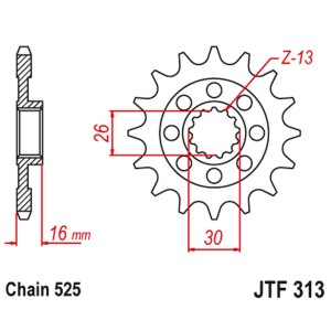 JT ZĘBATKA PRZEDNIA 344 15 HONDA VFR 750 R '88-92' (RC30) - ŁAŃC. 525