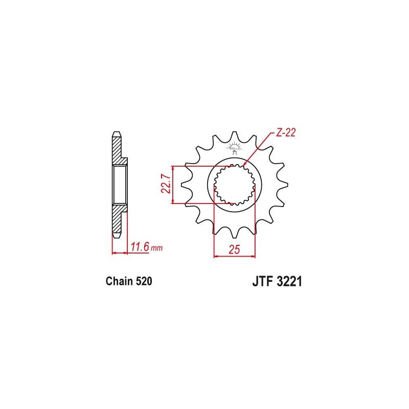 Zębatka przednia 2180 11 do Polaris 250/300/325/400/500 (218011JT) - Łańcuch 520
