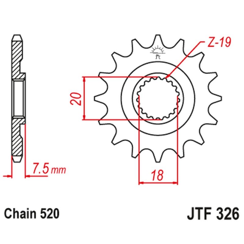 Zębatka przednia 340 14 do HONDA CR 125 '87-'03 (34014JT) - Łańcuch 520