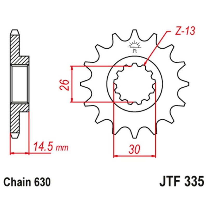 Zębatka przednia JT 335 15 Honda CB 750 F/K '77-78' (33515JT) (łańcuch 630) na zamówienie