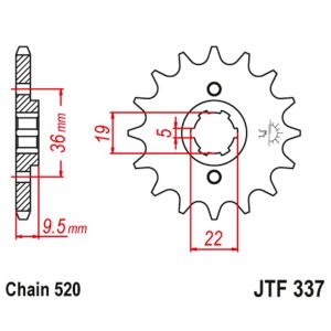 Zębatka przednia JT 337 12 Honda TRX 250/300, CR 250 '82-'85, CR500 '84-'85 (33712JT) (łanć. 520)