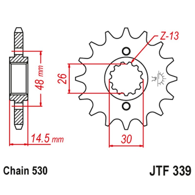 Zębatka przednia JT 339 15 do Hondy VFR 750 86-87, CBX 750F 84-86, VFR 800 '02-'14 (33915JT) (Łańcuch 530)