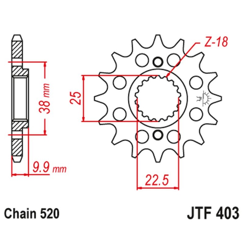 Zębatka przednia JT 2200 13 BMW G 450 X '08-11', HUSQVARNA 449/511 TC/TE/SM '11-12' (220013JT)
