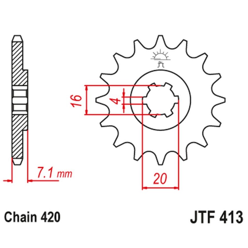 Zębatka przednia 413 11 JT do Suzuki RMX 50, TS 50 (Łańcuch 420)