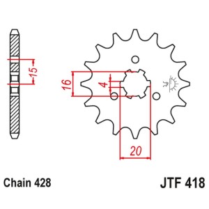 Zębatka przednia JT 416 13 Kawasaki KX 125 '77-79', KC/KE/KH/KS/KE/KM 90/100/125/175 '77-98'