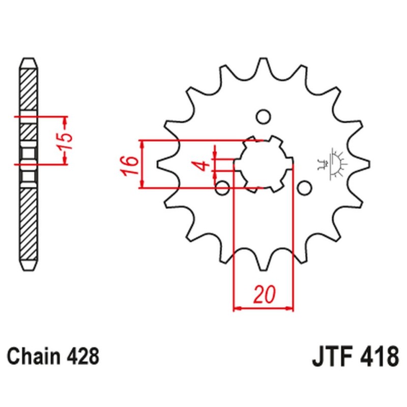 Zębatka przednia JT 416 13 Kawasaki KX 125 '77-79', KC/KE/KH/KS/KE/KM 90/100/125/175 '77-98'