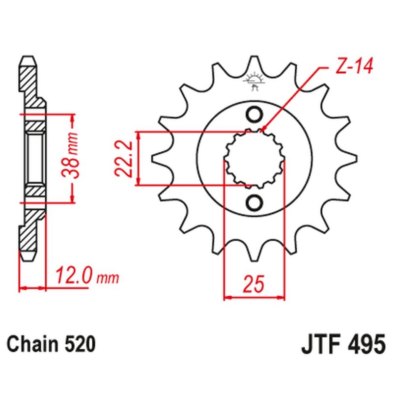 Zębatka przednia 495 15 JT do Ducati Paso Sport 750 '86-90' (49515JT) (łańcuch 520)