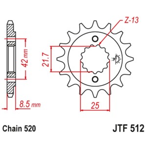 Zębatka przednia 525 14 do Kawasaki ZXR 400, KLE 500 '91-'96, GPZ 500S (52514JT)