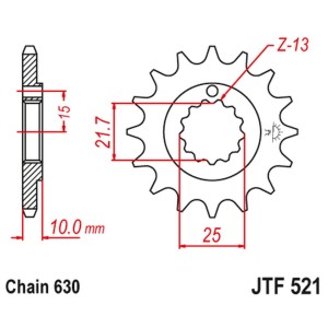 JT ZĘBATKA PRZEDNIA 518 15 KAWASAKI Z 900 A4 '76', Z 1000 '77-80' (51815JT)