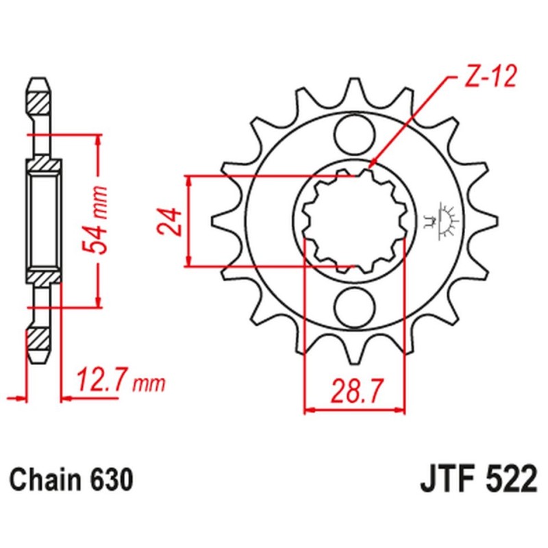 Zębatka przednia 522 14 do Kawasaki Z 1000 '81-83', GPZ 1100 '81-82', Z 1100 '84-86'