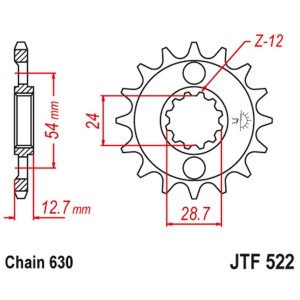 JT ZĘBATKA PRZEDNIA 522 16 KAWASAKI Z 1000 '81-83', GPZ 1100 '81-82' Z 1100 '84-86' (52216JT)