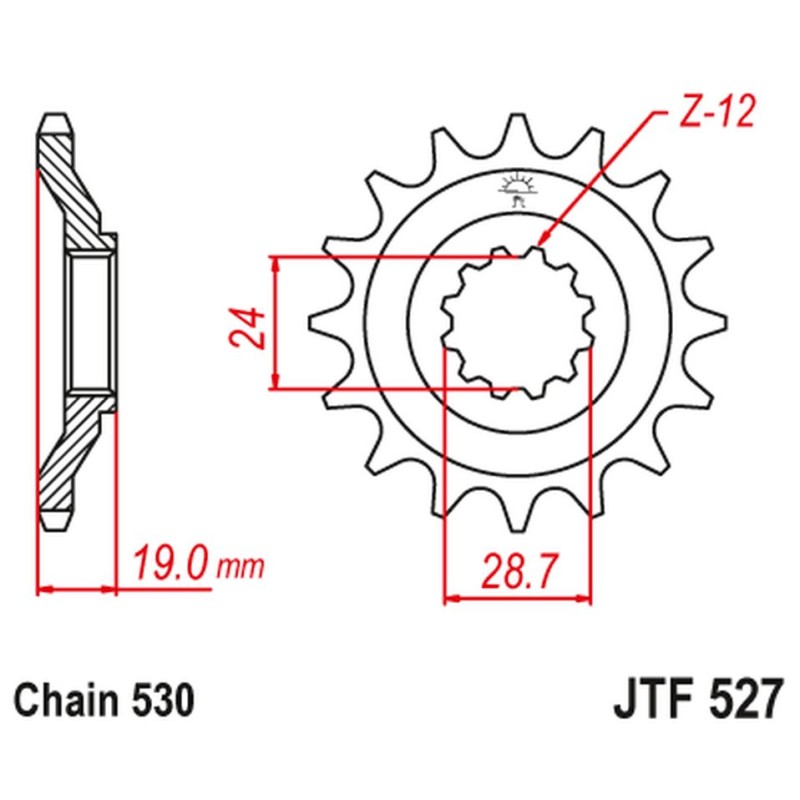 Zębatka przód JT 532 17 Kawasaki ZX10 '88-90' (ZX 1000 B1-B3) (53217JT) (Łańcuch 530)