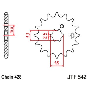Zębatka przednia 542 10 do Yamahy DT 80 MX-S '83-84' (54210JT) - Łańcuch 428