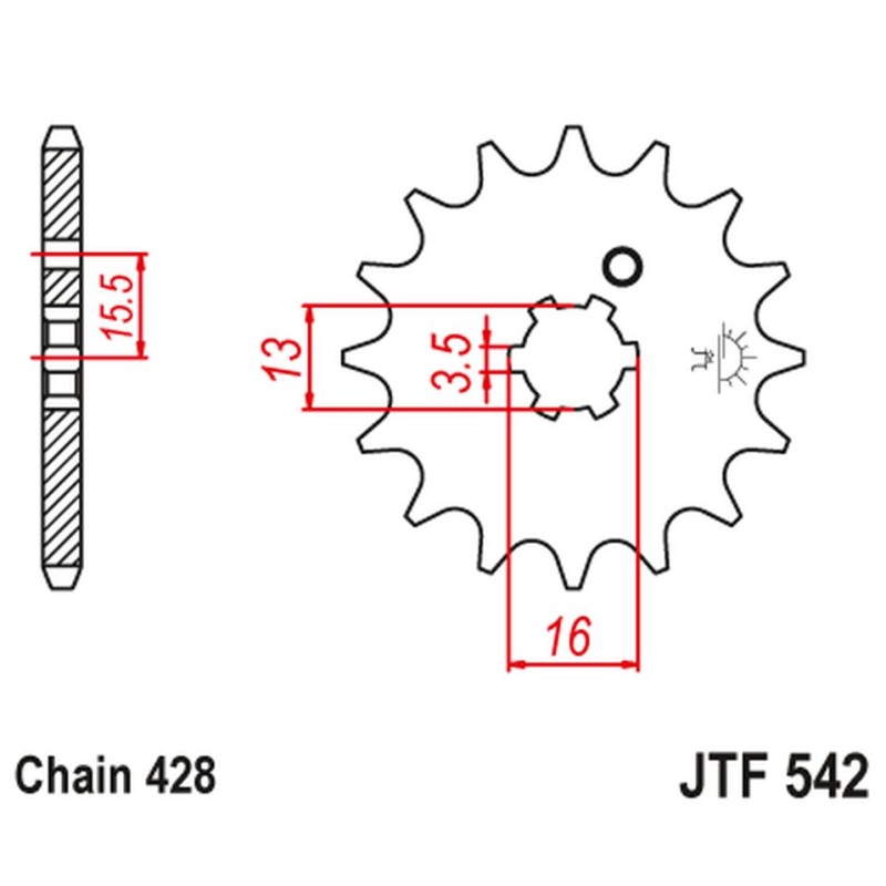 Zębatka przednia JT 542 14 Yamaha DT 80 MX-S '83-84' (54214JT) (Łańcuch 428)
