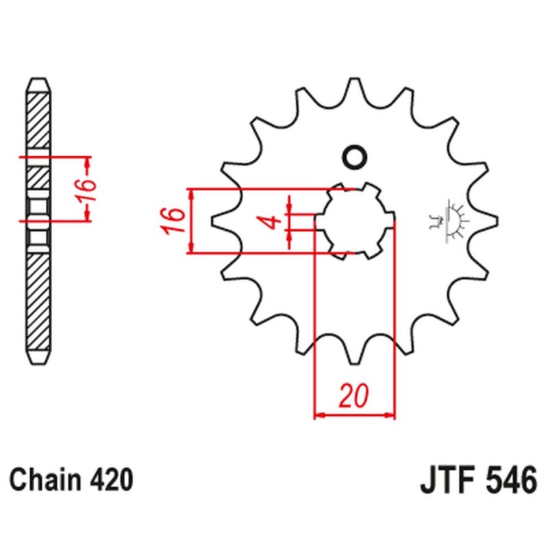 Zębatka przednia 560 16 Kawasaki KX 65/80/85 (56016JT) (łańc. 420) (+2)