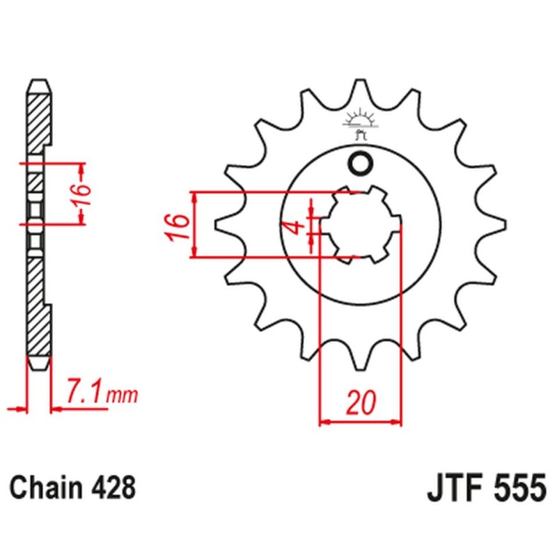 Zębatka przednia 555 13 do Yamaha DT 80 LC1/LC2 '83-'95, TZR 80 '92-'95 (55513JT)