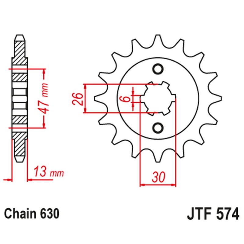 Zębatka przednia 574 16 do Yamaha XV 1000 '81-82', TR1 '81-85' (57416JT) (Łańcuch 630)