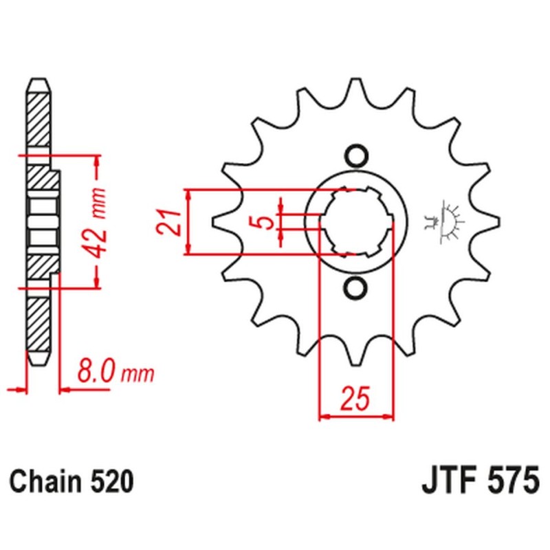 Zębatka przednia 575 14 do Yamaha XT 600 '83-'86, TT600, XT550 (57514JT) - Łańcuch 520