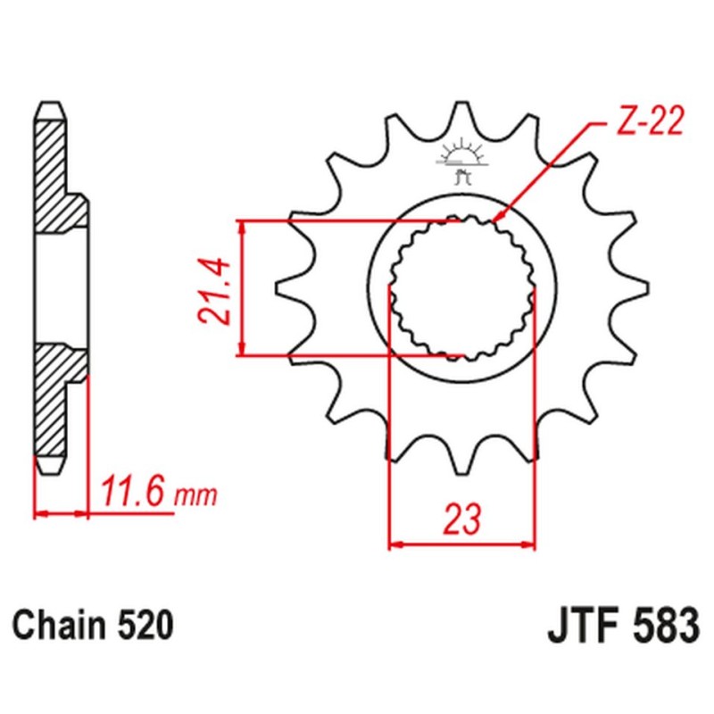 Zębatka przednia JT 2051 14 Yamaha TT 250 '93-04' (205114JT) (łancuch 520)