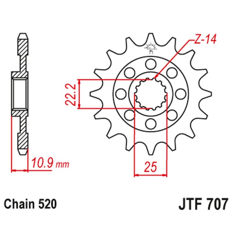 Zębatka przednia JT 2145 17 Aprilia 450/550 RXV-SXV 06-12 SWM300/500 (214517JT) (łańc.520) na zamówienie