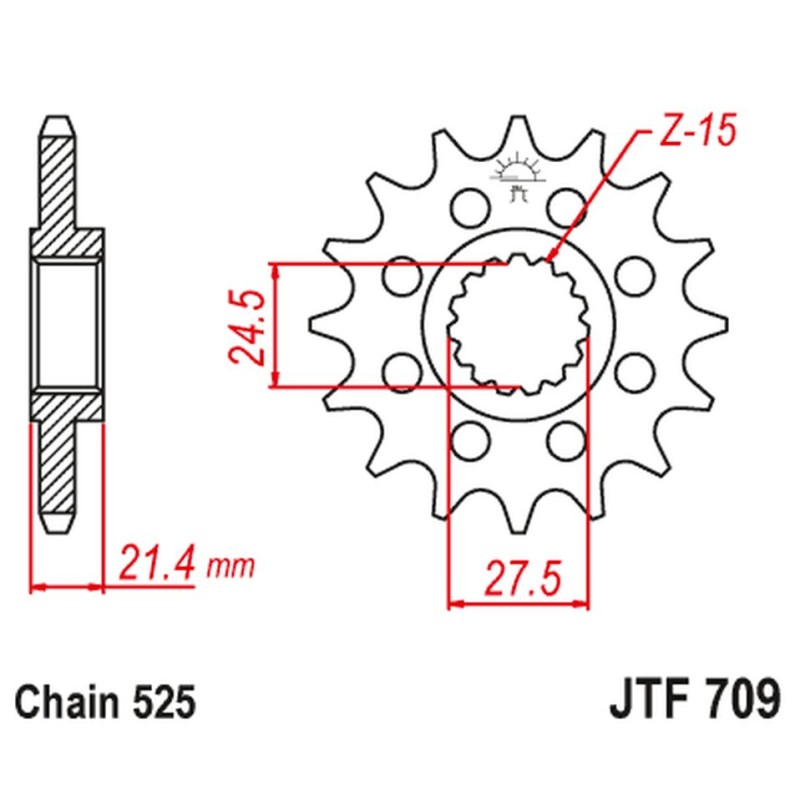 Zębatka przednia JT 2150 17 Aprilia 750/900 Dorsoduro/Shiver/GT 07-19 1200 Dorsoduro 11-16
