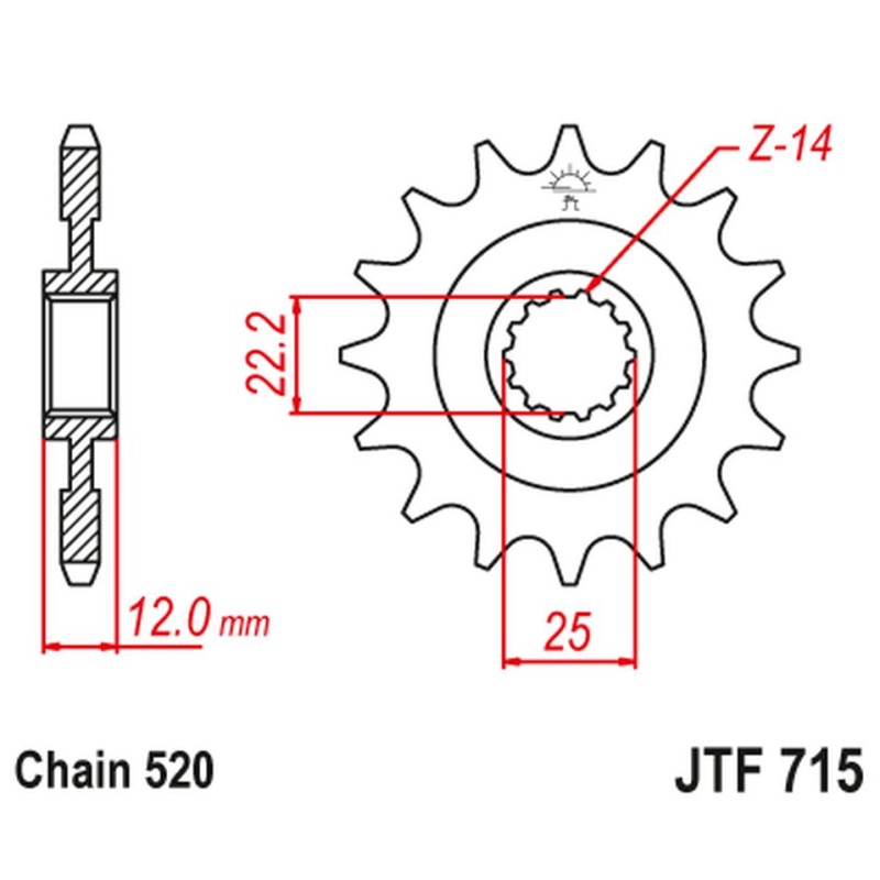 Zębatka przednia JT 2102 13 do Gas Gas EC 125/200/250/300/400/450/515 '00-18' (210213JT) (Łańc.520)