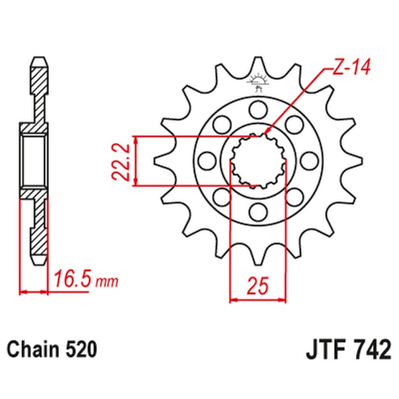 JT ZĘBATKA PRZEDNIA 2171 14 DUCATI 848/1098/1198 '07-'15 (217114JT)